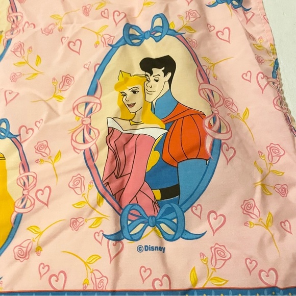 Vintage Disney Sleeping Beauty Princess Pink Flat Bed Sheet - Picture 5 of 16